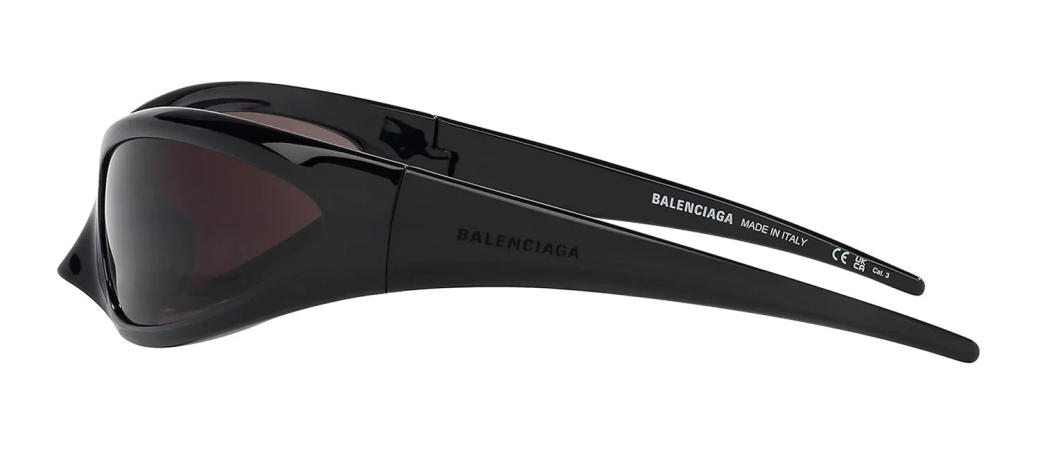 Balenciaga EXTREME BB 0251S 001 Wrap Plastic Black Sunglasses with Grey Lens - Image 3