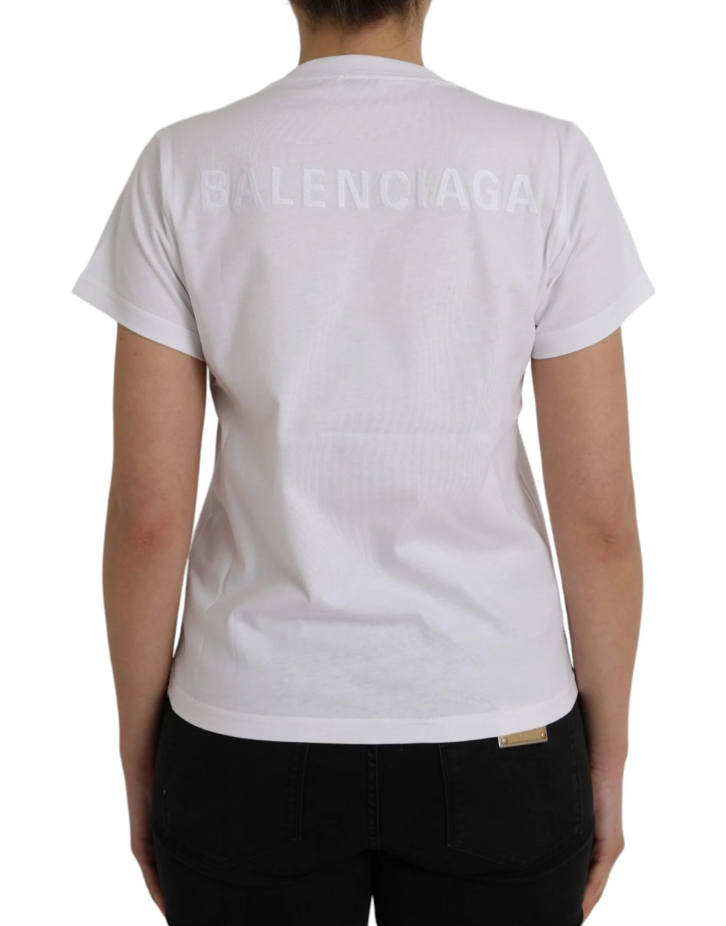 Balenciaga White Cotton Crew Neck Short Sleeves T-shirt - Image 3