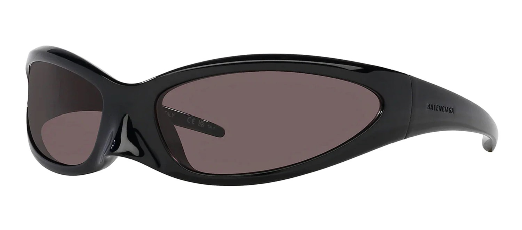 Balenciaga EXTREME BB 0251S 001 Wrap Plastic Black Sunglasses with Grey Lens - Image 2